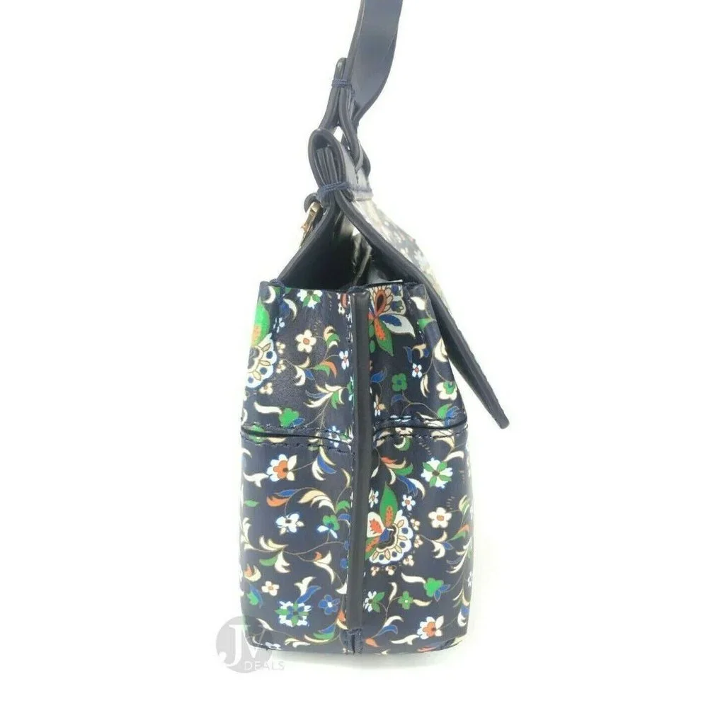 NEW Tory Burch Block Navy Soleil Floral Leather Mini Satchel Crossbody Bag - Picture 12 of 14